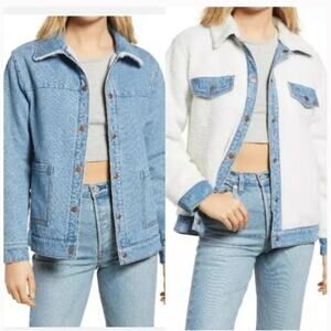 bp oversized reversible jean shacket jacket coat Size XXS Extra extra small